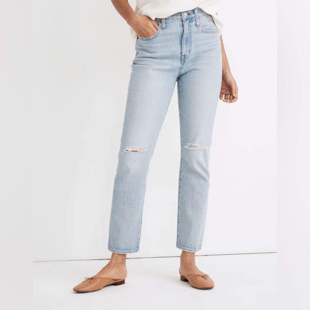 Madewell High-Rise Slim Crop Boyjean Dumas Wash Ripped Edition MC556, SZ 25